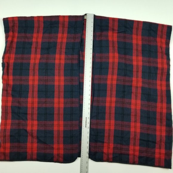 LOFT Blanket Flannel Shawl Wrap Poncho One Size Red & Blue Oversized Scarf NWOT - Picture 5 of 7